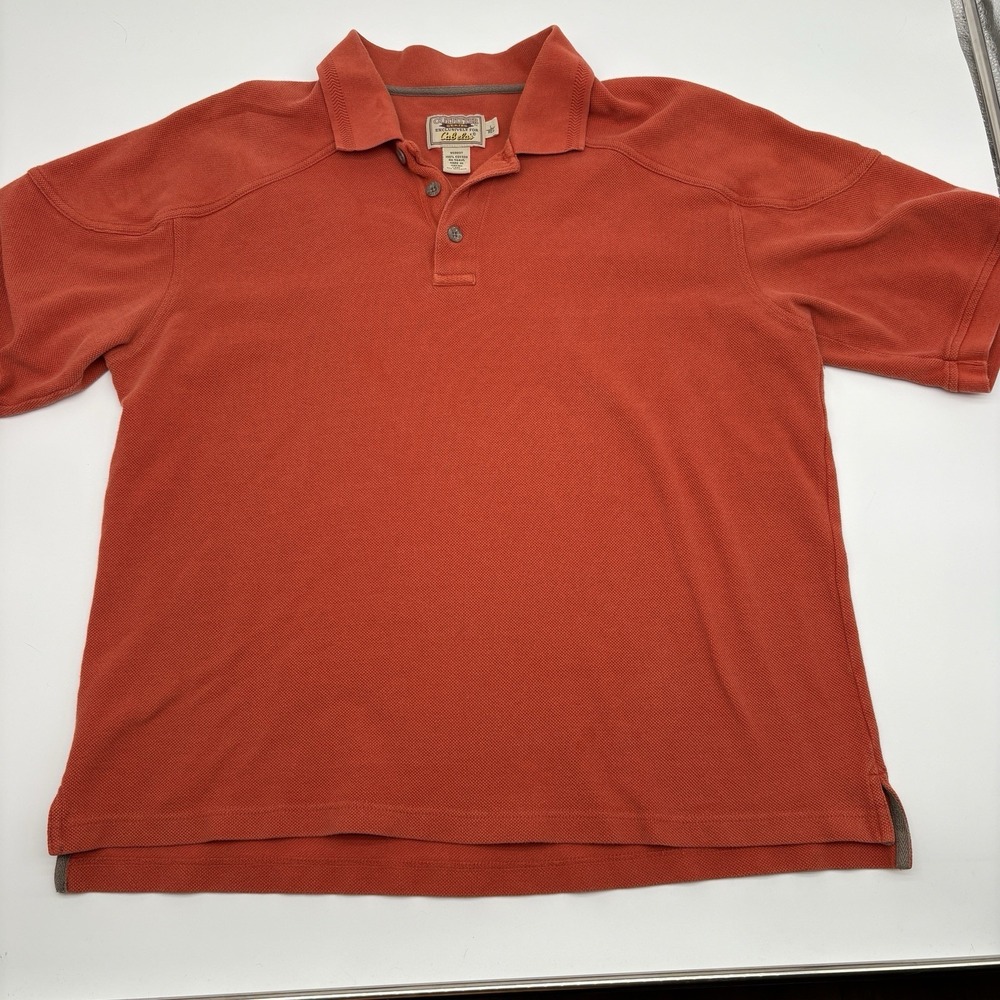 Vintage Cabela's Outfitter Series Pique Knit Orange Polo Gorpcore Size Large